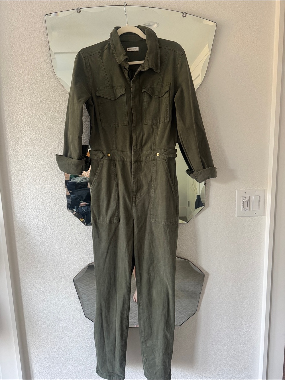 Good American Olive Green Utility Jumpsuit